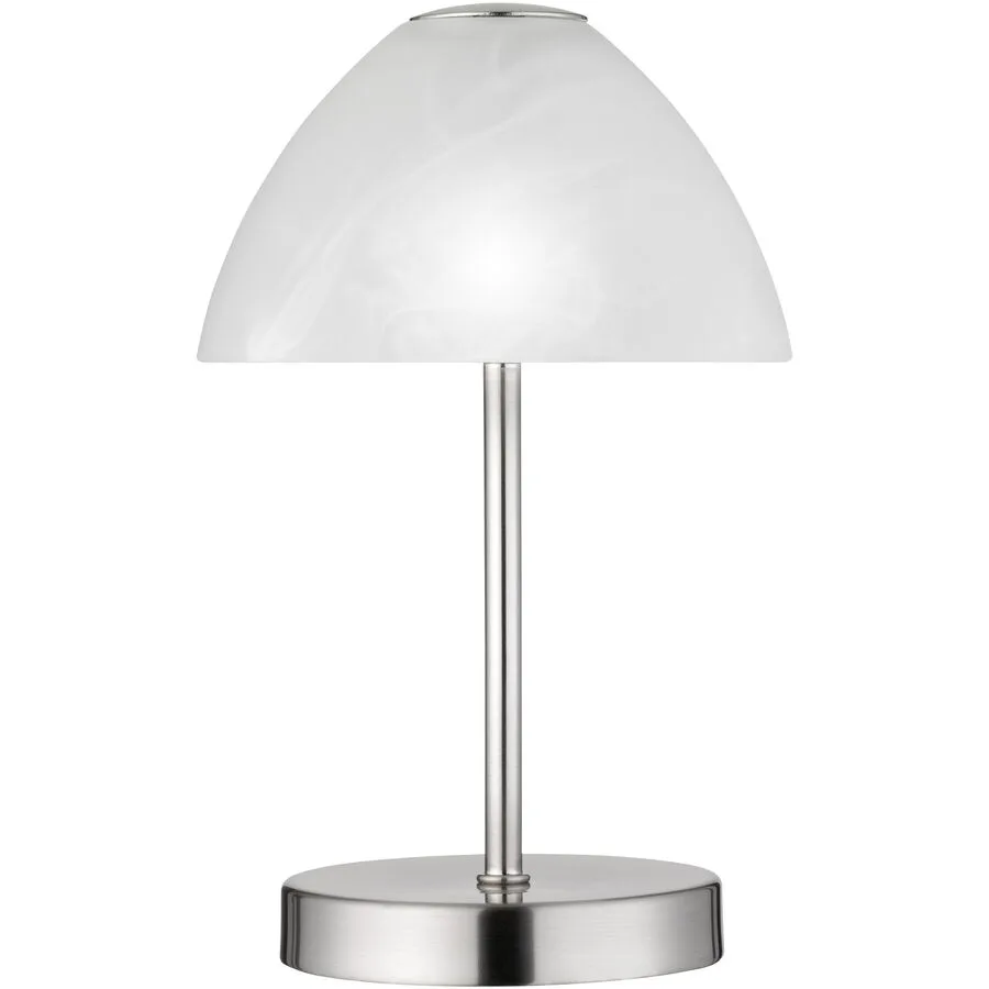 Tischlampe Artis Weiss/Silber Glas 15 cm 24 cm - Farbe: Alabaster weiss/Silber - LED - Lichtfarbe: Warmweiss