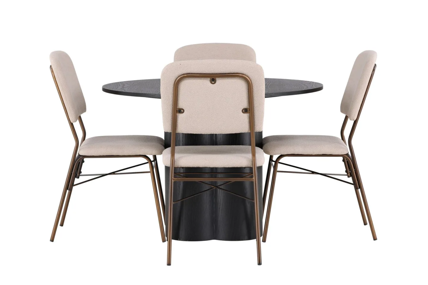 Olivia Matgrupp 110 cm Rund med 4 Seda Stolar - Beige