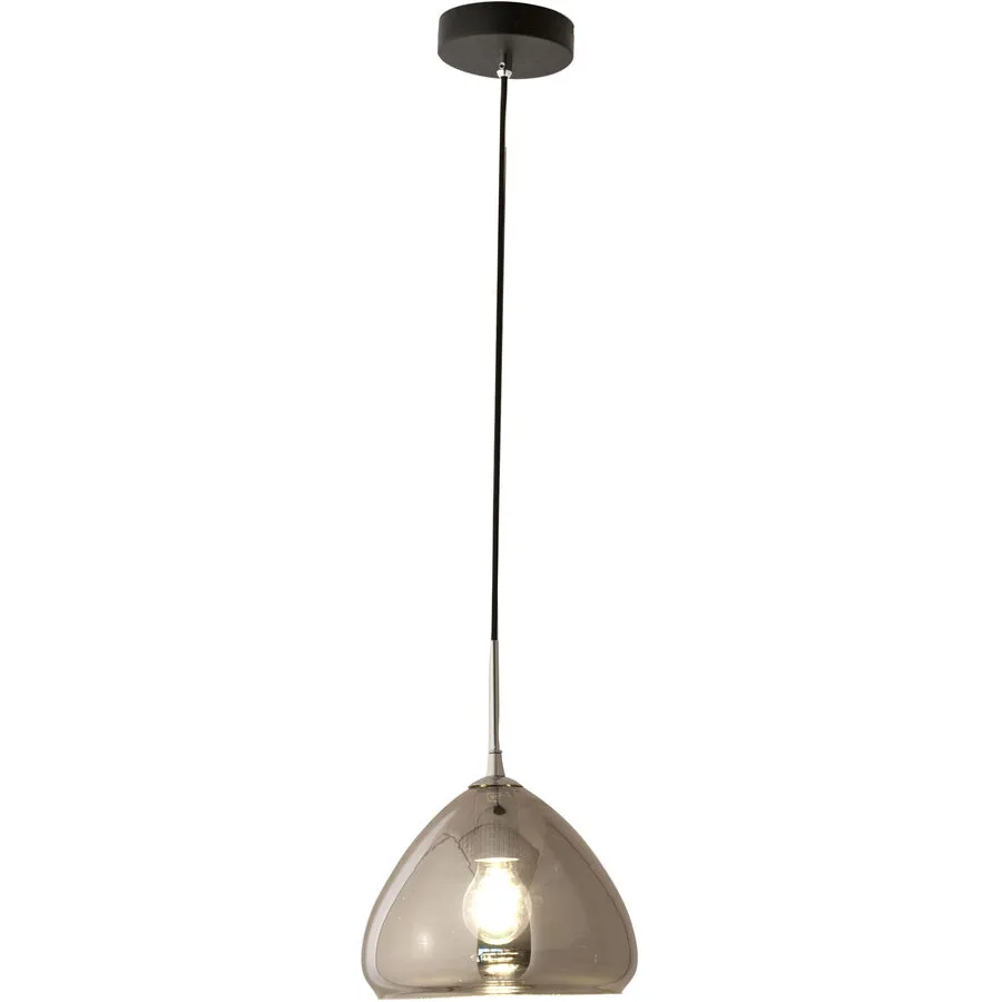 Pendellampe Ove Grau Glas/Metall 24 cm 200 cm - Farbe: verchromt - Material: Metall/Glas