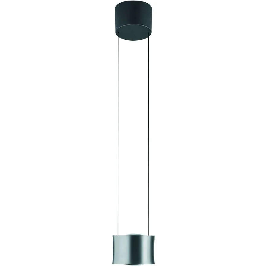 Designer-Pendellampe Bankamp Impulse chrome matt 1-flammig vertical flex - Farbe: Chrom mattiert - LED - Lichtfarbe: Extra warmweiss - Material: