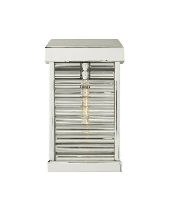 Dunmore Small Curved Glass Louver Sconce Polished Nickel