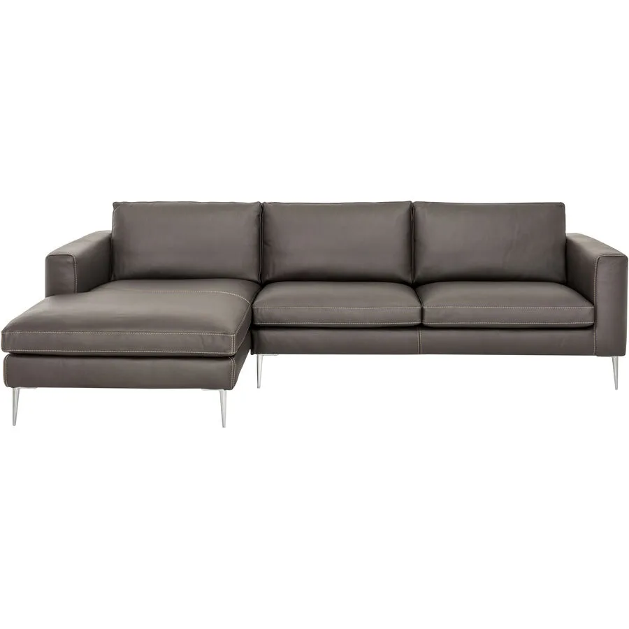 Massimo Divani Ecksofa Lorenzo Links Leder dunkelbraun B 275 T 165 cm