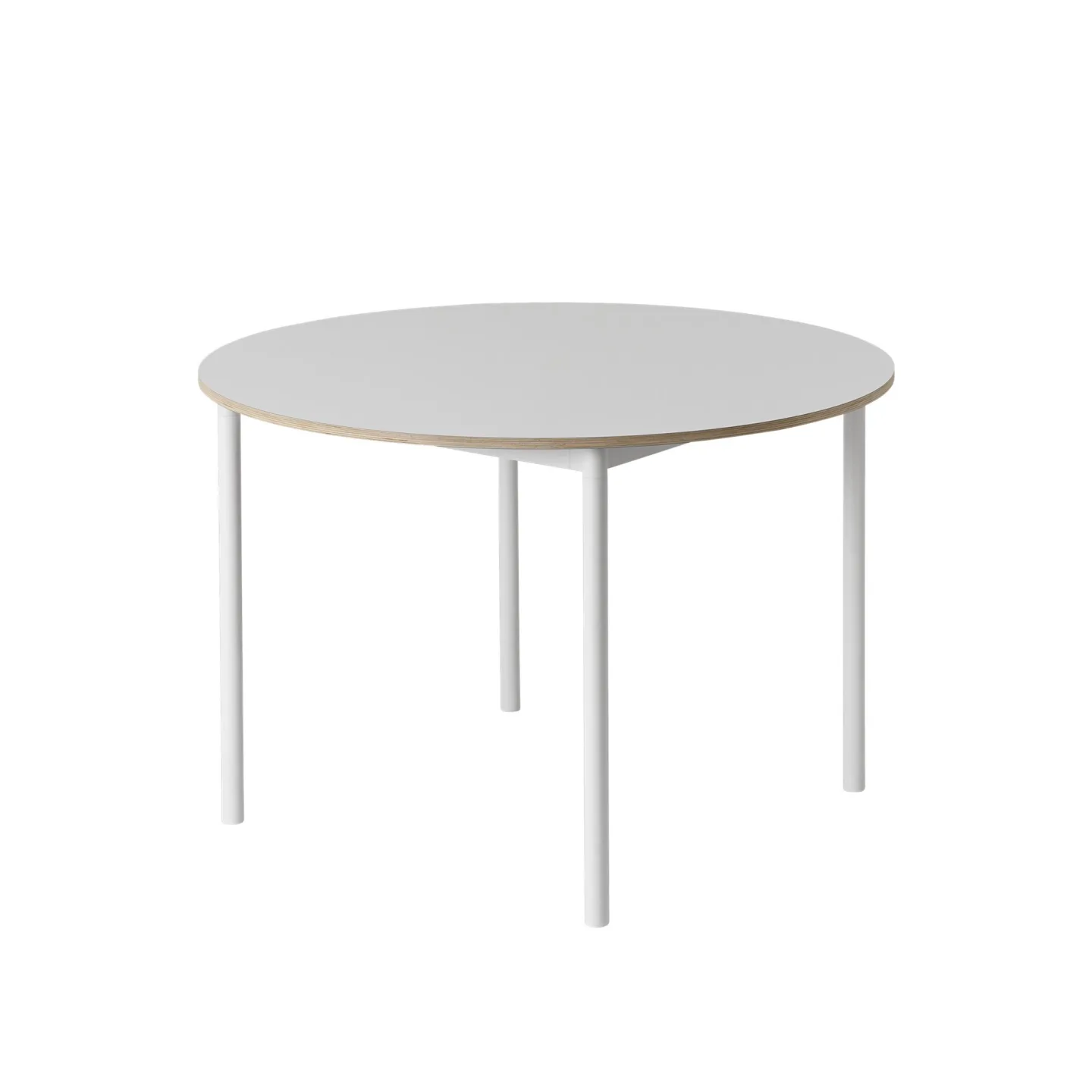 Muuto - Base Table, Ø110 cm, Top: White Laminate, Plywood edges, Frame: White - Matbord - Mika Tolvanen - Vit - Metall/Trä