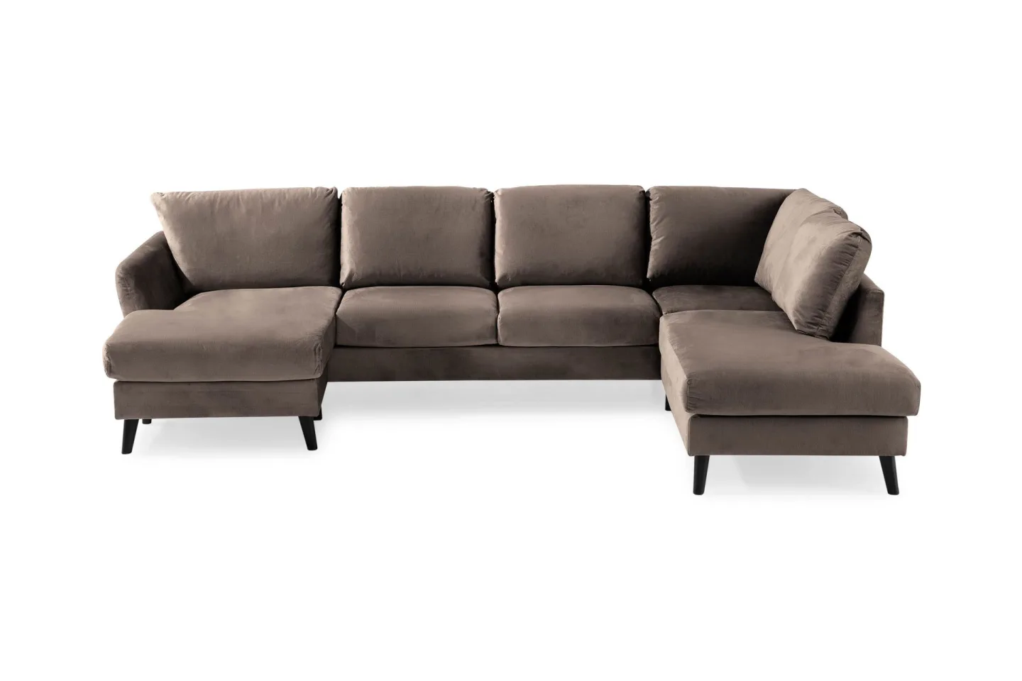 Trend 4-sits Högervänd U-formad Soffa med Divan och Schäslong i Sammet - Brun