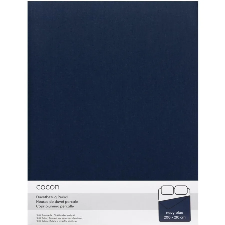 Duvetbezug COCON Marineblau Baumwolle 200 x 210 cm - Material: Perkal