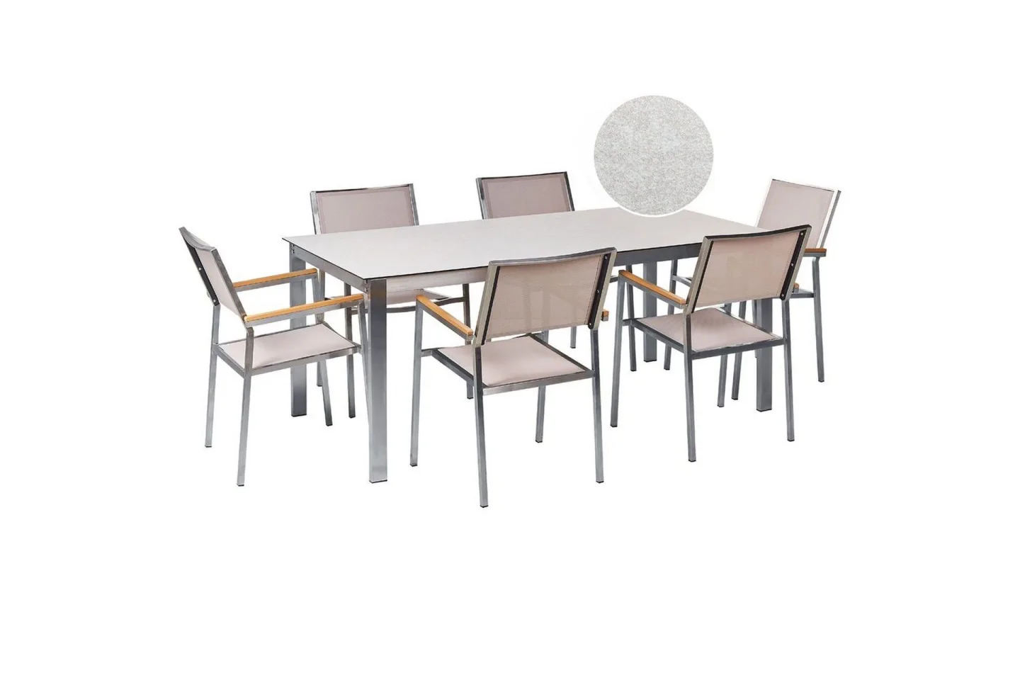 Matsalsset Cosoleto/Grosseto Vit/Beige/Silver, 6-Sits - Vit/Beige/Silver, 6-Sits