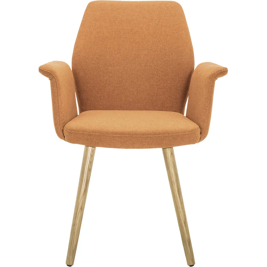 Armlehnstuhl Elonie Orange, Braun Stoff, Eiche