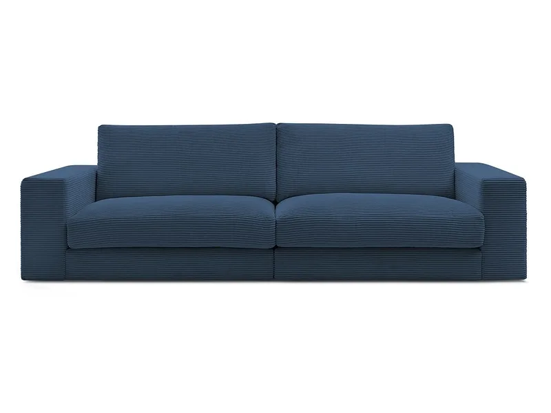3er Sofa BOBOCHIC LEONARD Cord-Stoff dunkelblau