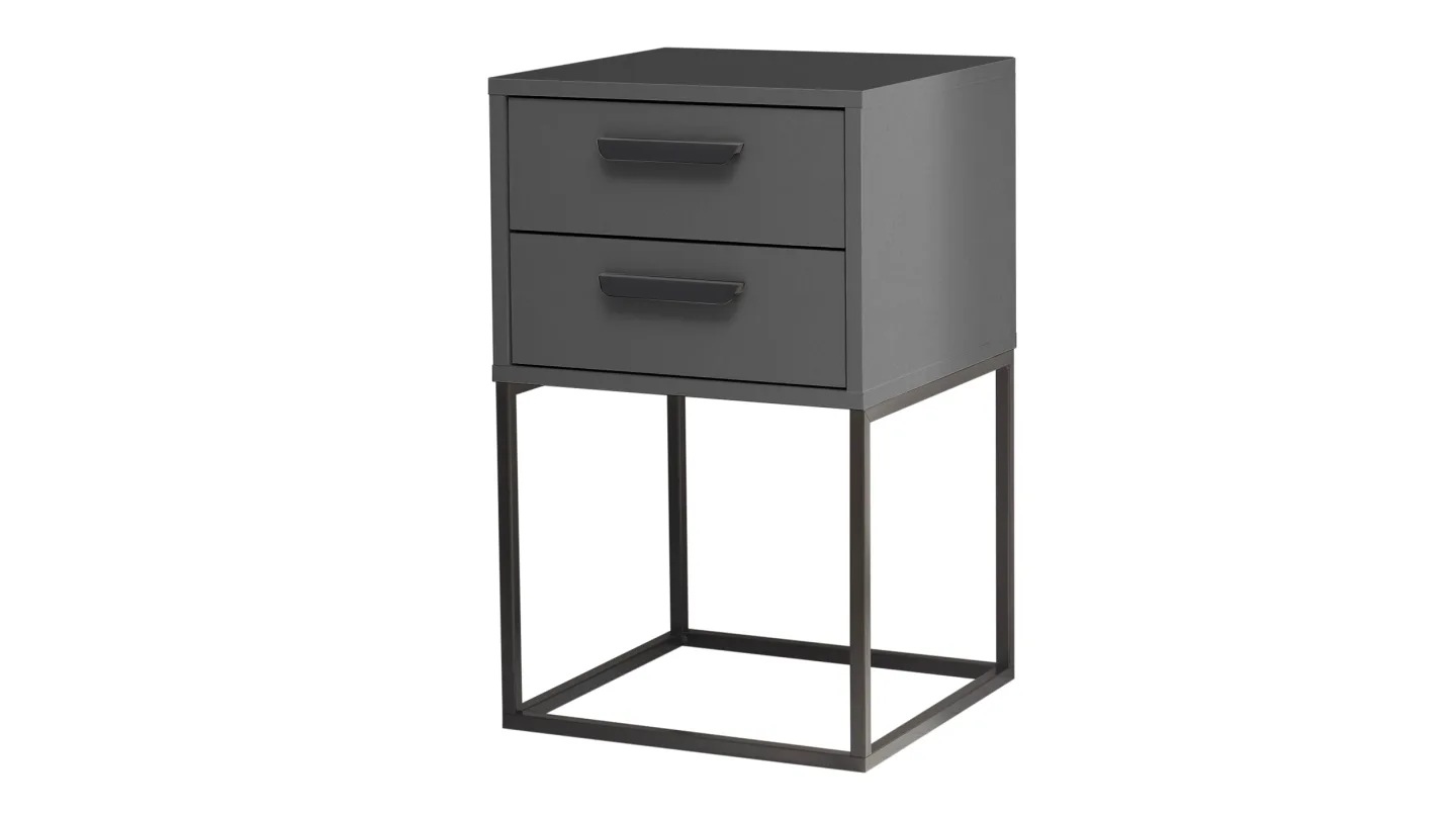 Nachttisch mit Schubladen graphit 40 x 39 cm - SUNA