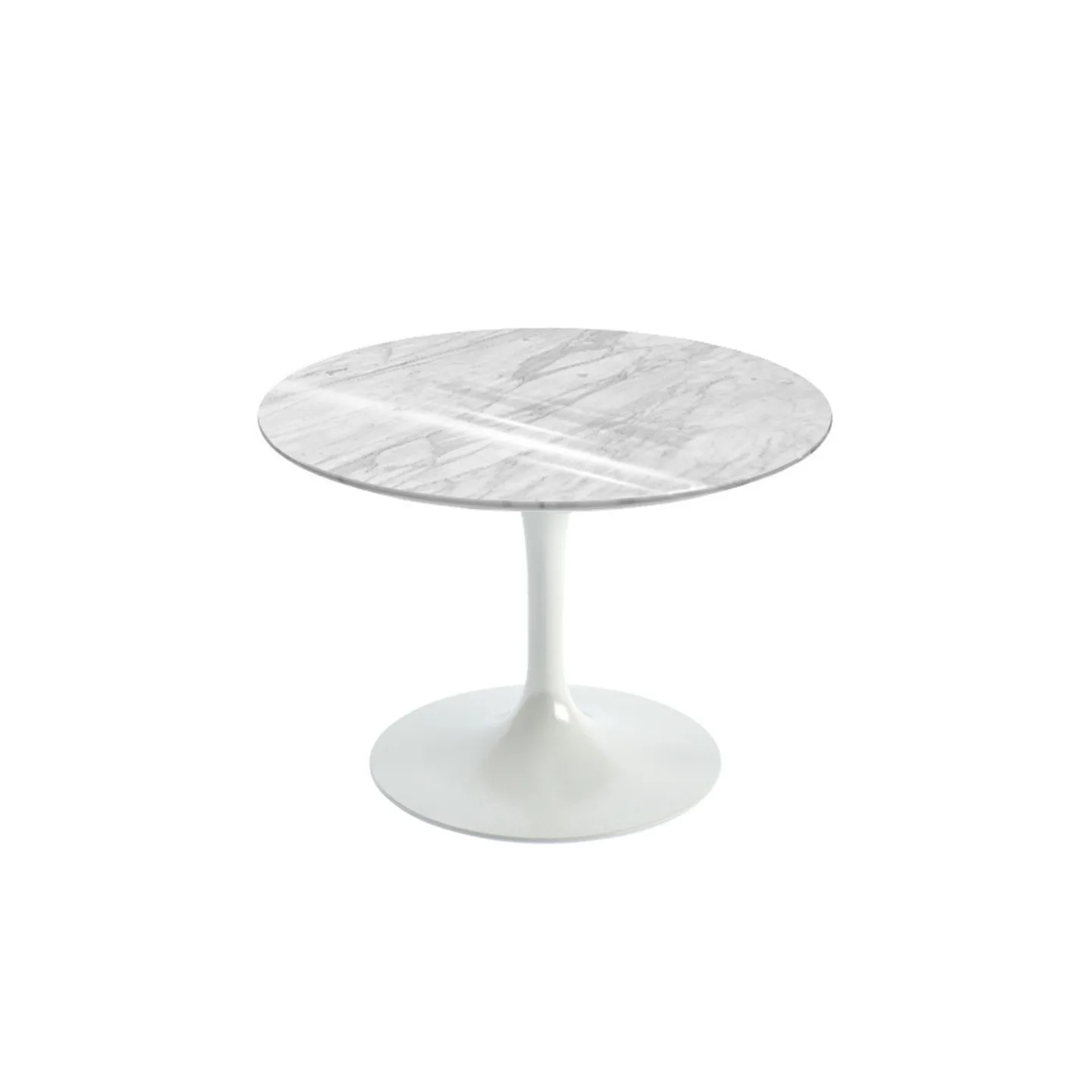 Knoll - Saarinen Round Table - Soffbord, Vitt underrede, skiva i glansig Statuarietto marmor, H: 36, Ø 51 - Soffbord - Eero Saarinen - Vit - Metall/Sten