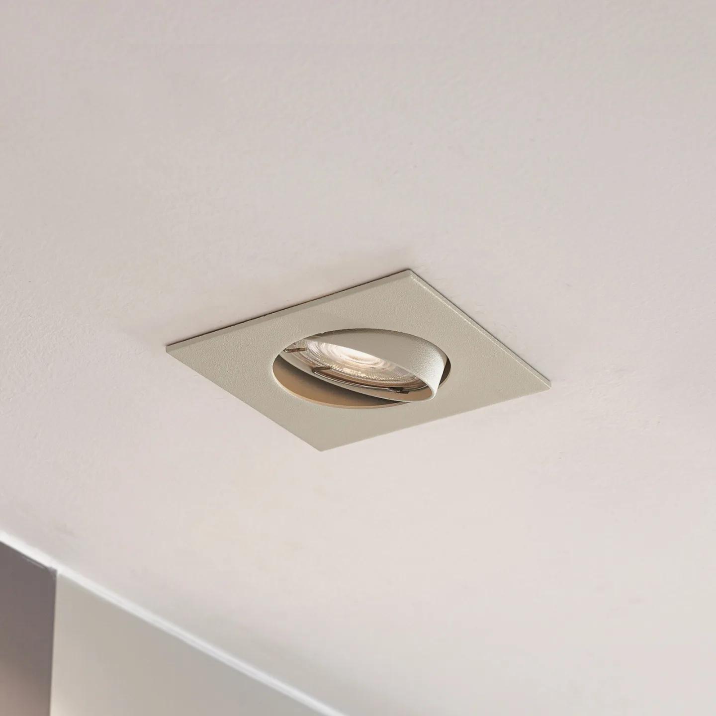 Fibur Einbauleuchte, beige, 9 cm, GU10 - Prios - Wohnzimmer - Modern - Metall - Eckig
