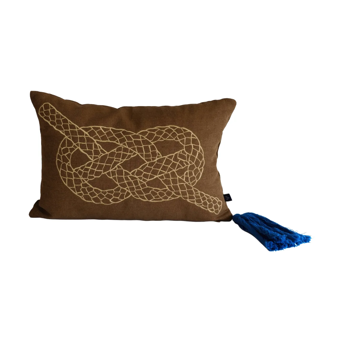 Fine Little Day Knop Dekorationskissen Braun-Gold-Blau, 27x40 cm