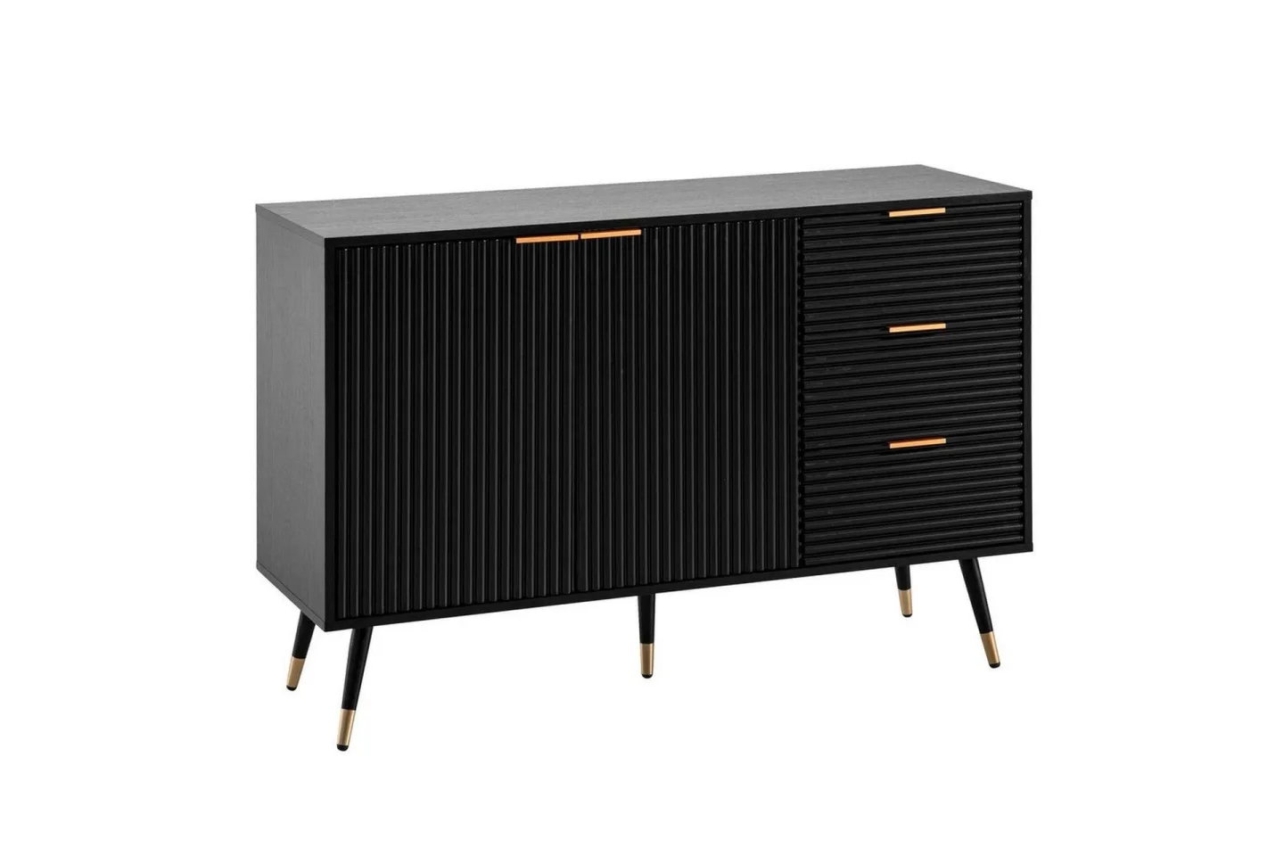 Sideboard Wohnling Folierad spånskiva ekoptik 120 cm 2 dörrar 3 lådor modern -
