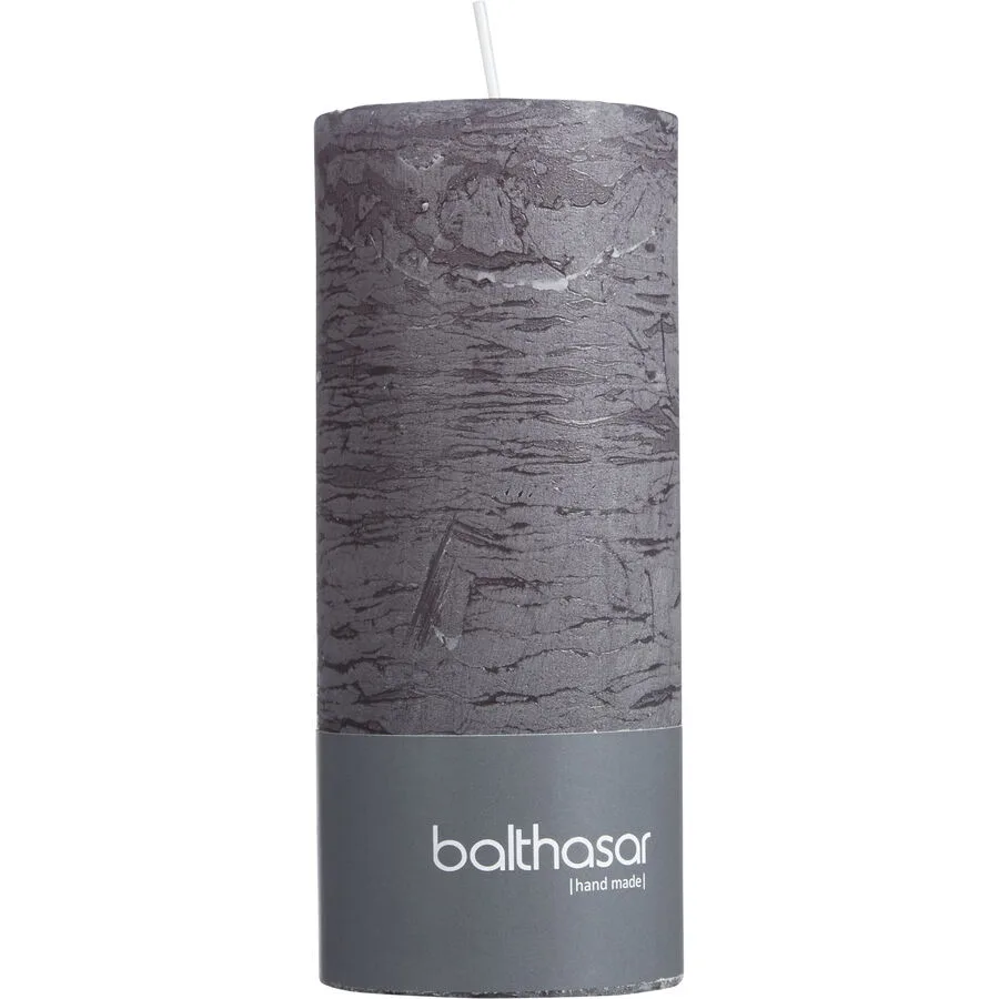 Balthasar Kerze Rustico dunkelgrau H14 cm D6 cm, Brenndauer 50h - Farbe: taupe - Material: Wachs