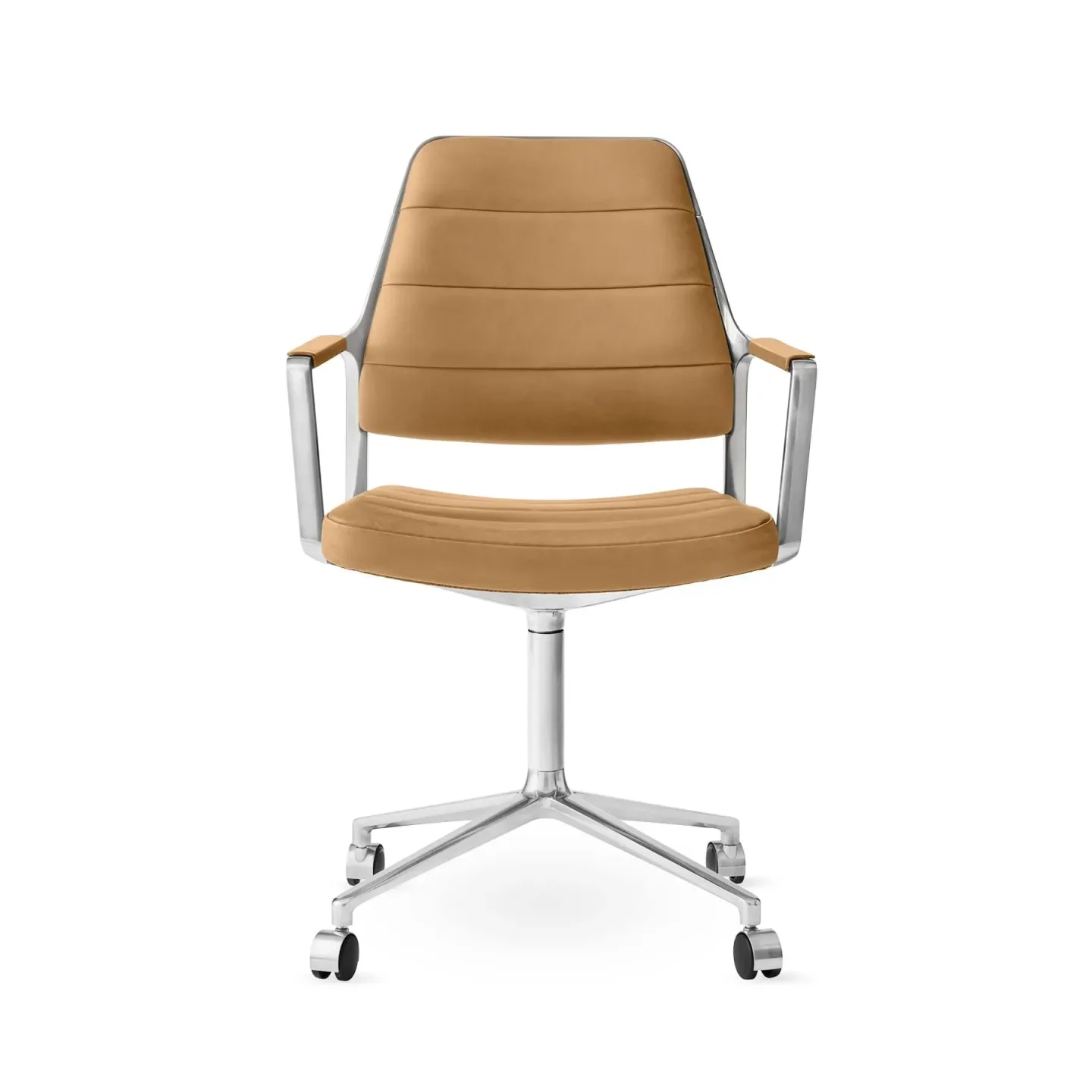 Vipp Vipp455 Swivel chair kontorsstol med hjul Camel leather-polished aluminium