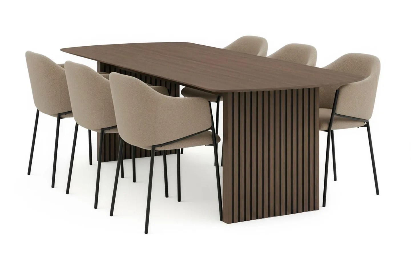 Richeto Matbord 240 cm med 6 Filip Matstolar - Rökt ek / Taupe Bouclé