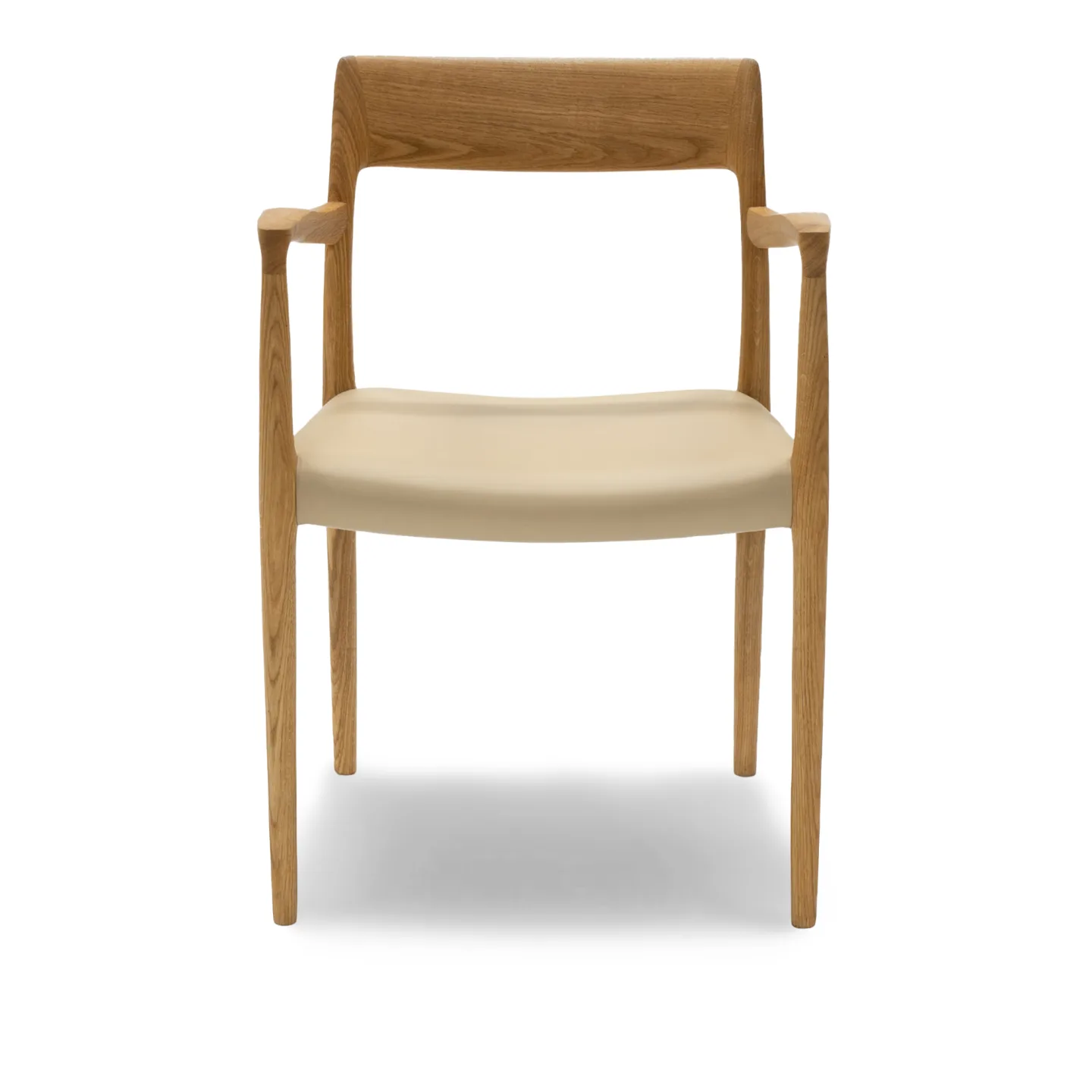 J.L. Møller - Model 57 dining chair Oak, Oil, Leather – Roma 914 - Matstolar - Niels Otto Møller - Beige - Läder/Trä