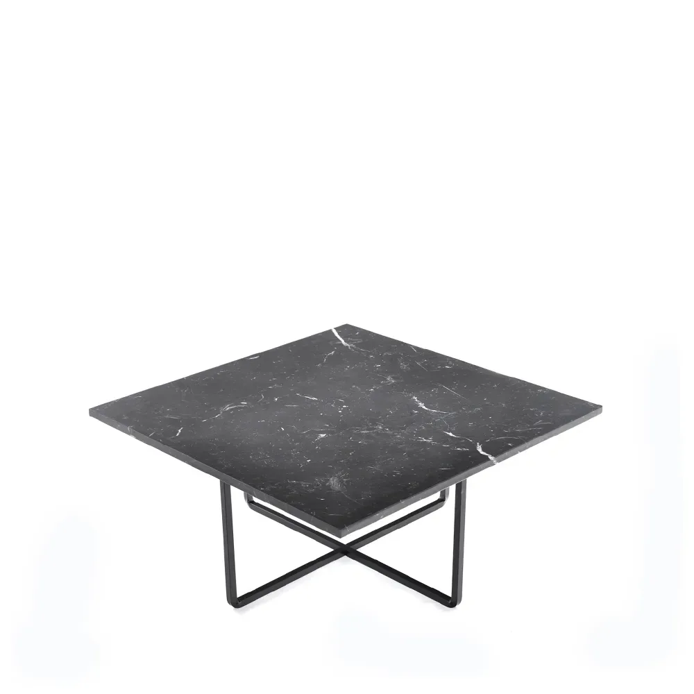 OX Denmarq Ninety Couchtisch Marmor marquina, Schwarzes Gestell