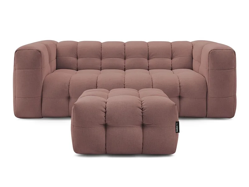 3er Sofa mit Hocker BOBOCHIC CLOUD Stoff rosa
