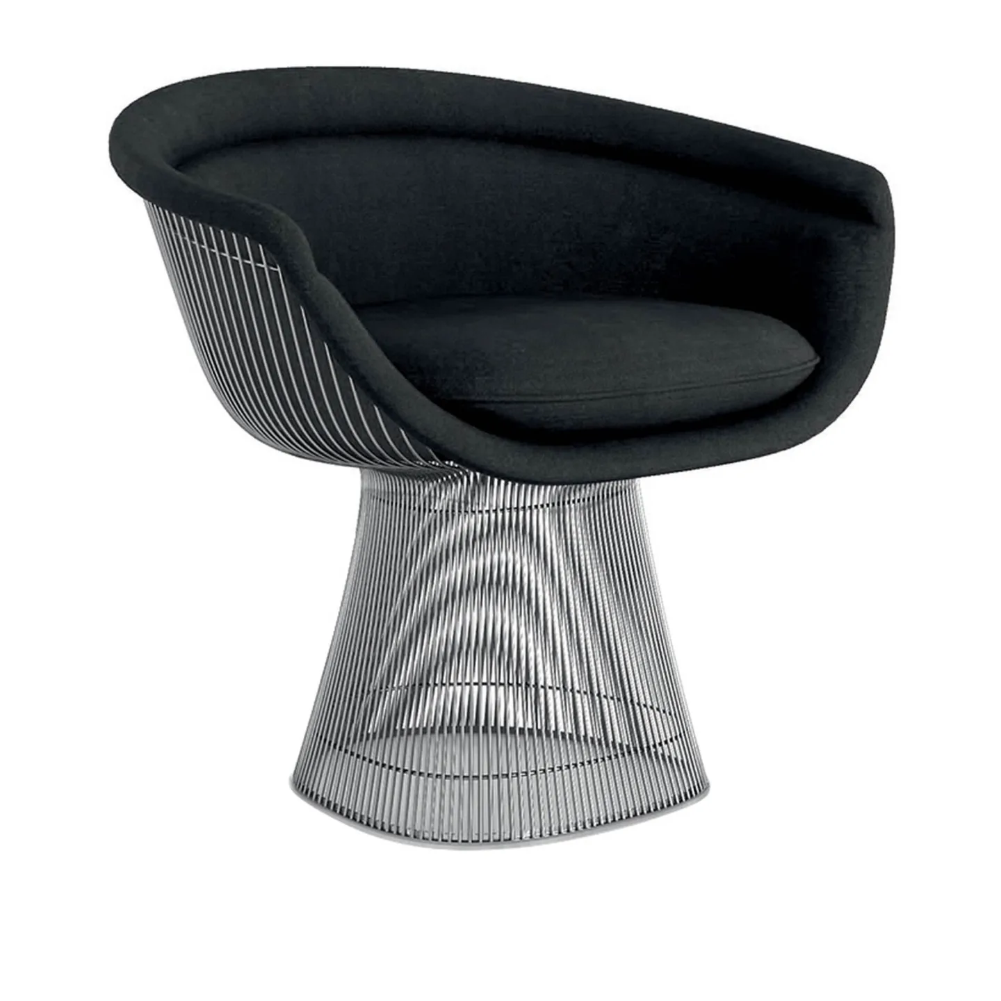 Knoll - Platner Lounge Chair, underrede i Polerad nickel, Tyg: Kat. C - Alpaca - 11AL - Fåtöljer - Warren Platner - Silver - Naturmaterial/Metall/Skum