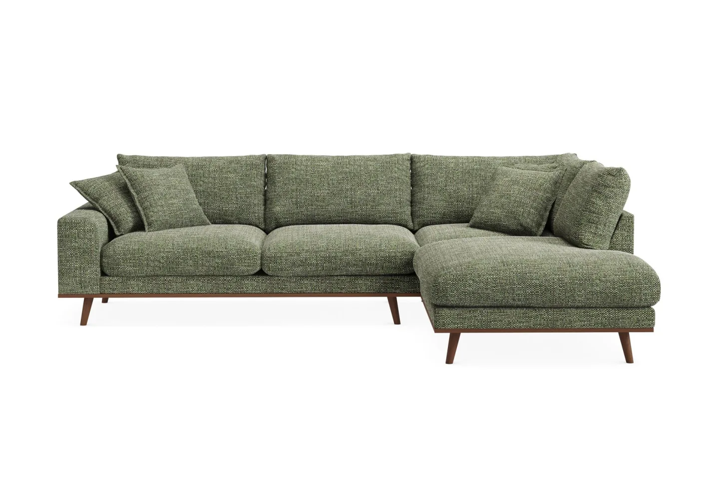 Copenhagen Premium 4-sits Högervänd L-formad Djup Schäslongsoffa i Chenille - Grön
