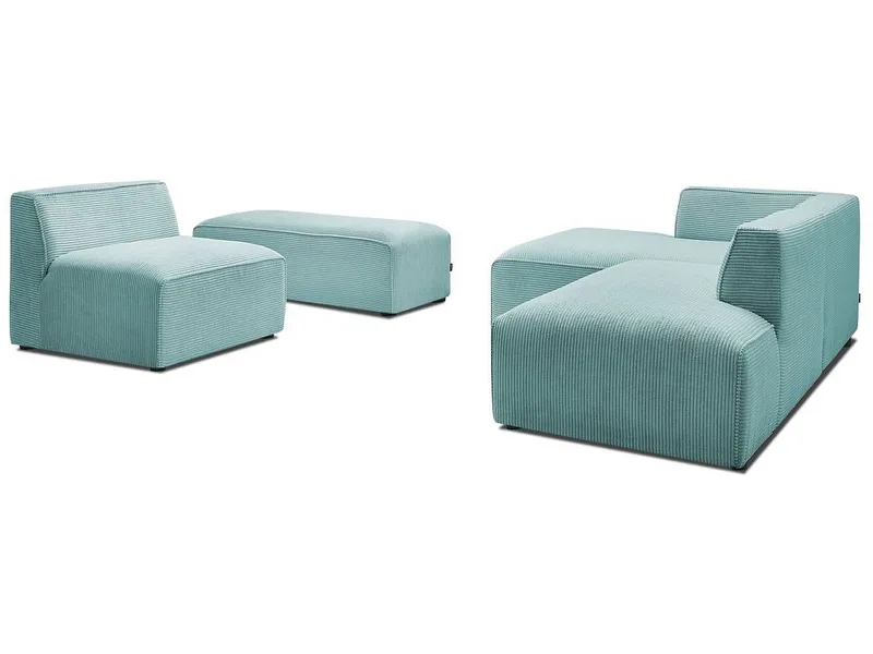 Ecksofa BOBOCHIC MEGEVE Cord-Stoff hellblau
