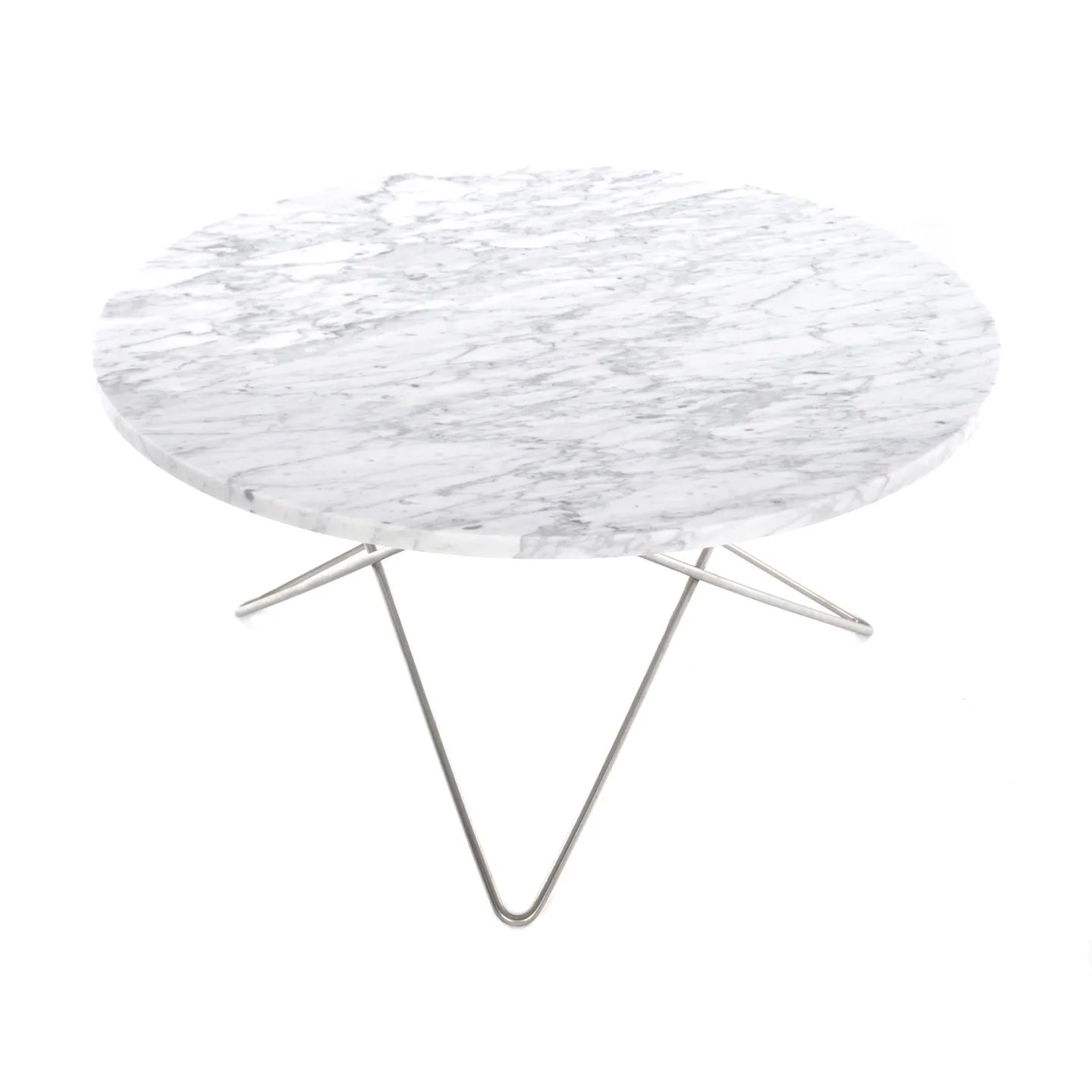 OX Denmarq - O Table, Stainless Steel Frame, Top: White Marble - Soffbord - Dennis Marquart - Vit - Metall/Sten