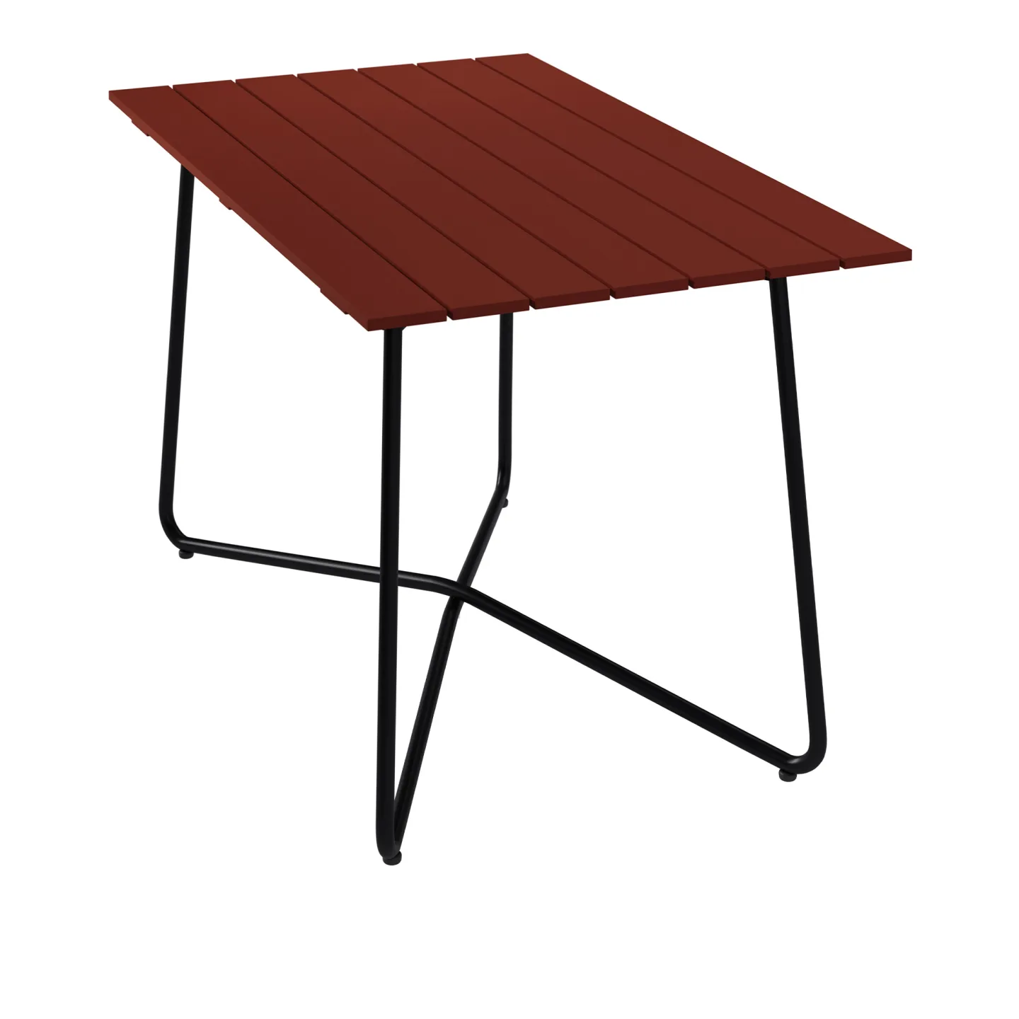 Grythyttan Stålmöbler - Bord B25A 120 cm Mörkröd ek / Svart stativ - Matbord utomhus - Träfärgad - Metall/Trä