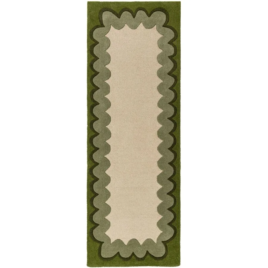 Teppich Winona OLIVGRÜN Welle, Düne 100% Wolle 80 x 230 cm