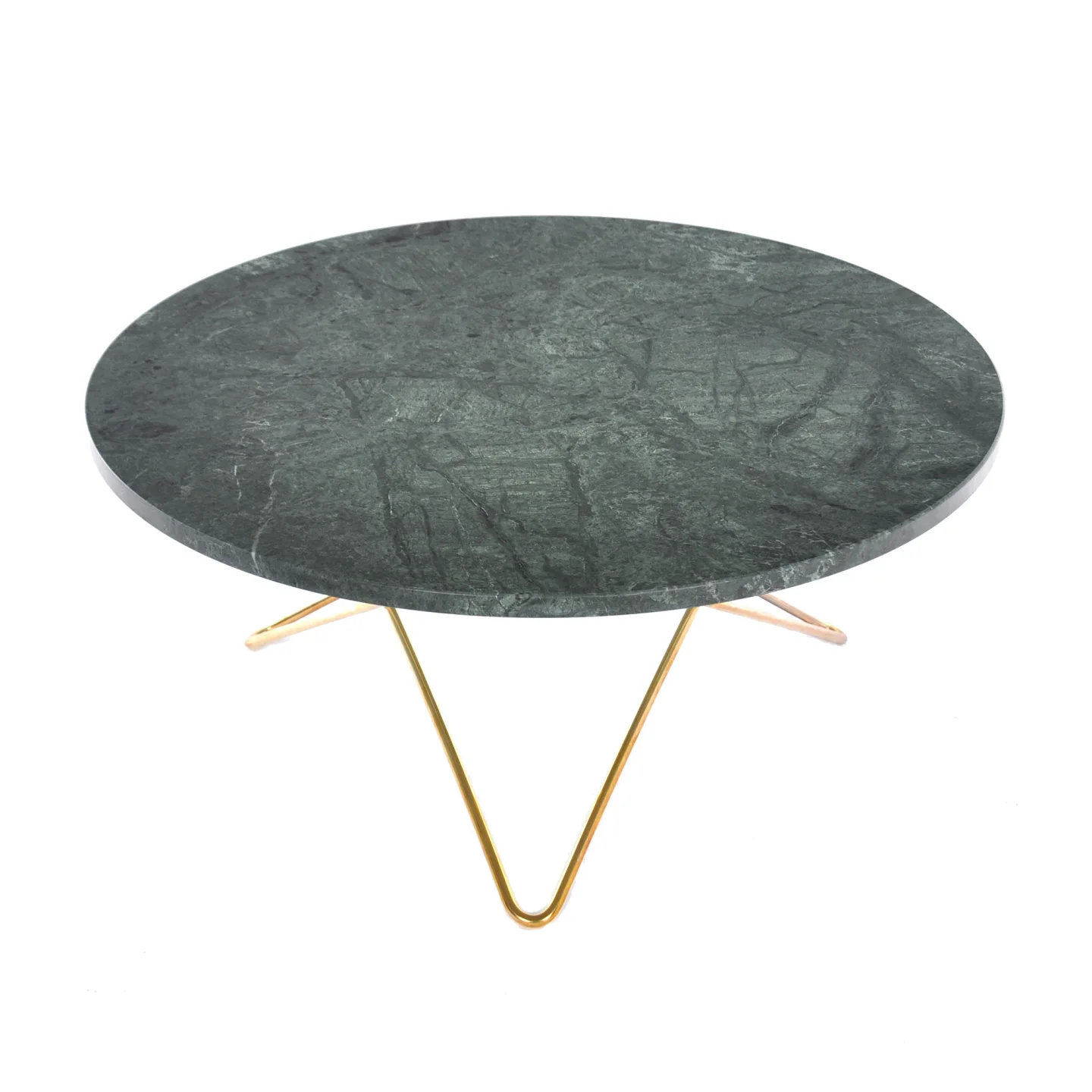 OX Denmarq - O Table, Brass Frame, Top: Green Marble - Soffbord - Dennis Marquart - Grön - Metall/Sten