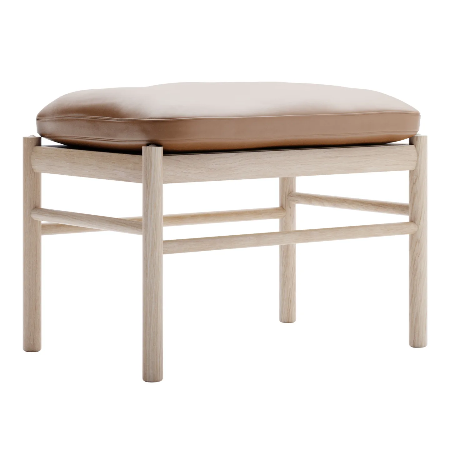 Carl Hansen - OW149F - Colonial Footstool, Vitoljad Ek, Lädergrupp B Thor - 307 - Fotpallar - Ole Wanscher - Brun - Läder/Trä