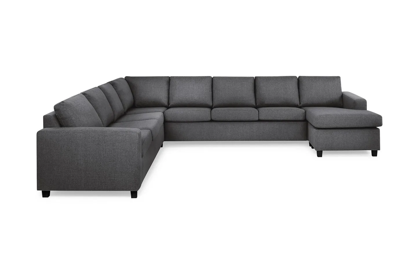Crazy 7-sits Högervänd U-formad XX-Large Hörnsoffa med divan i Tyg - Mörkgrå