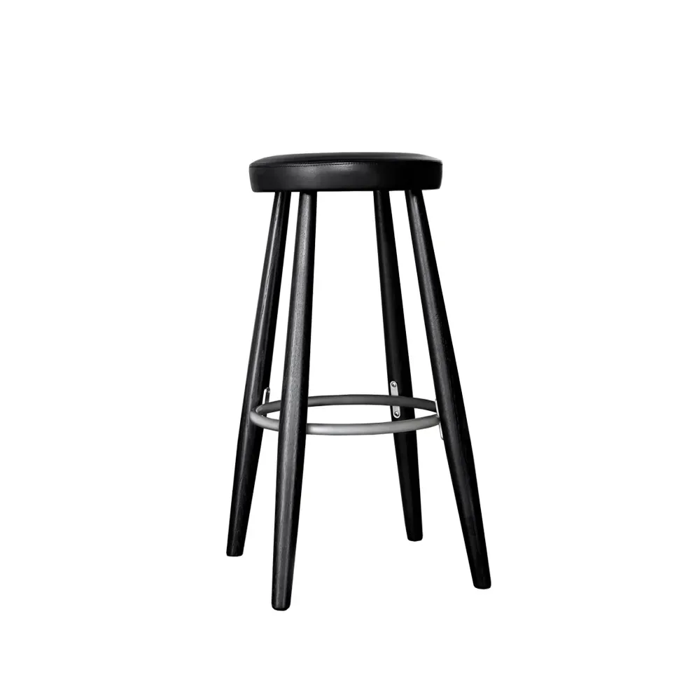 Carl Hansen & Søn CH58 barpall Svart läder-Svartlackat stativ
