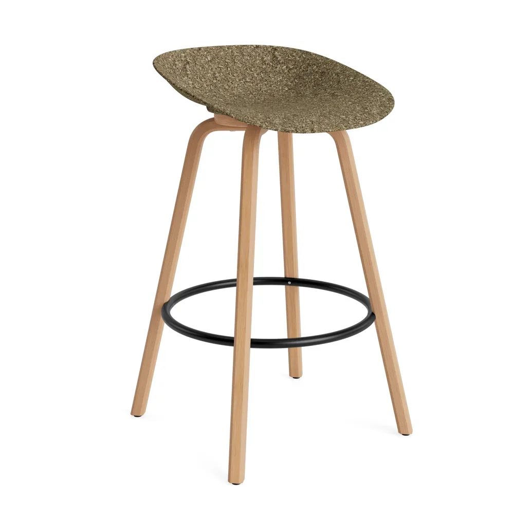 Normann Copenhagen Mat Barstool Barhocker 75 cm Seaweed-beech-black steel