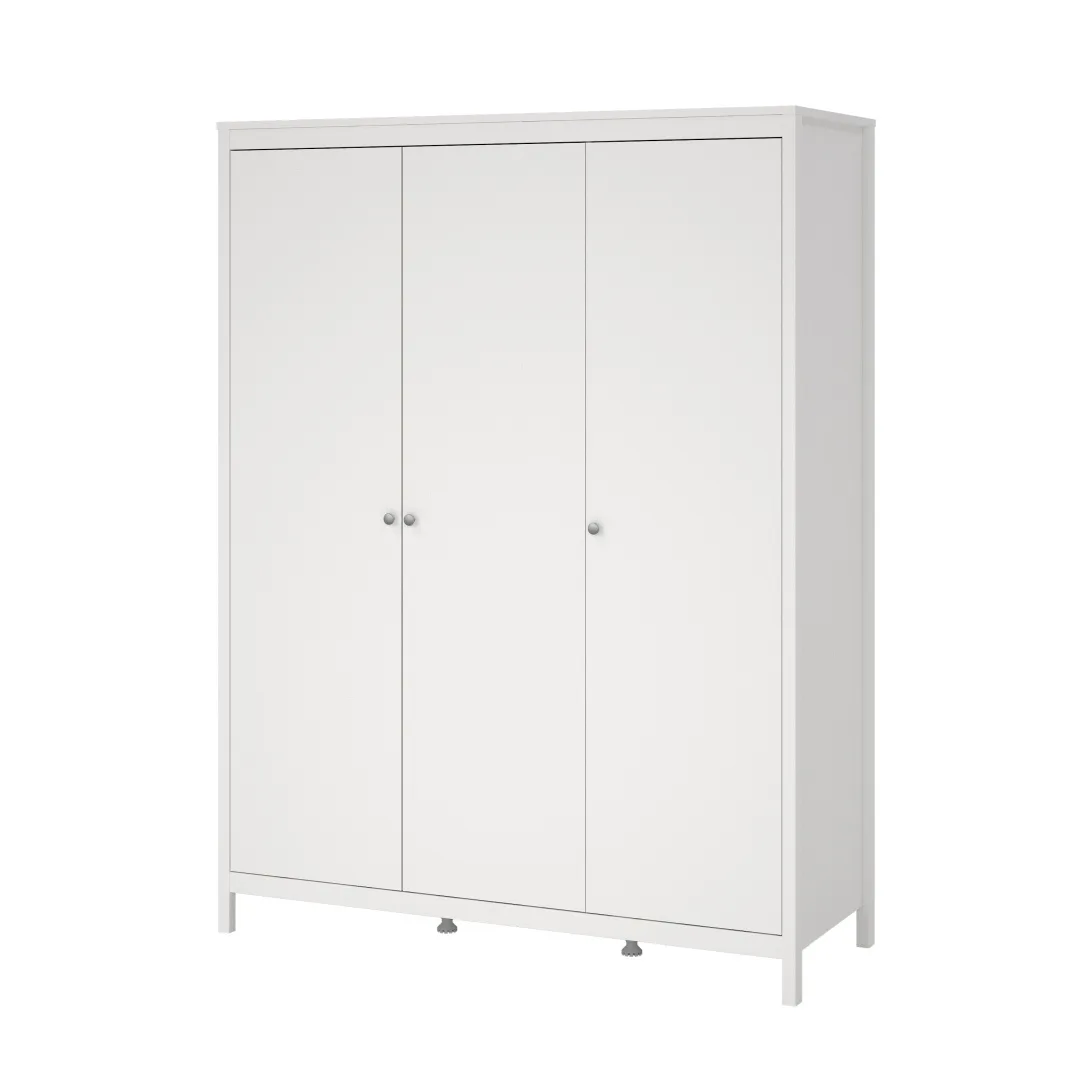 Madrid Kleiderschrank 3 Türen weiß.