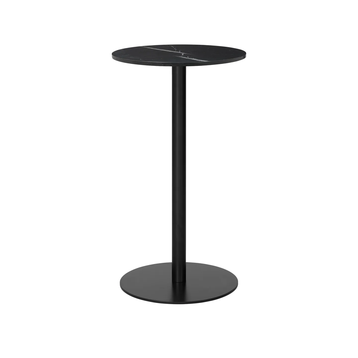 Gubi - Gubi 1.0 Bar Table, Round, Ø60, Black Base, Marble Top - Nero Marquina - Barbord - Svart - Metall/Sten