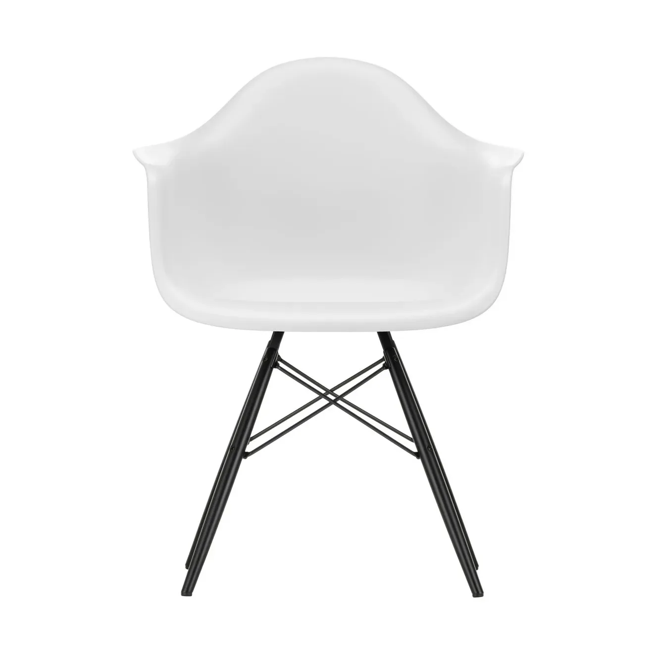 Vitra Eames Plastic Armchair RE DAW stol 85 cotton white-black maple