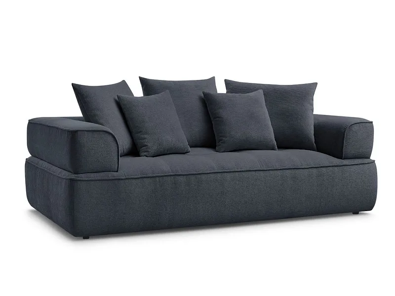 3er Sofa BOBOCHIC WHESLEY Stoff dunkelblau