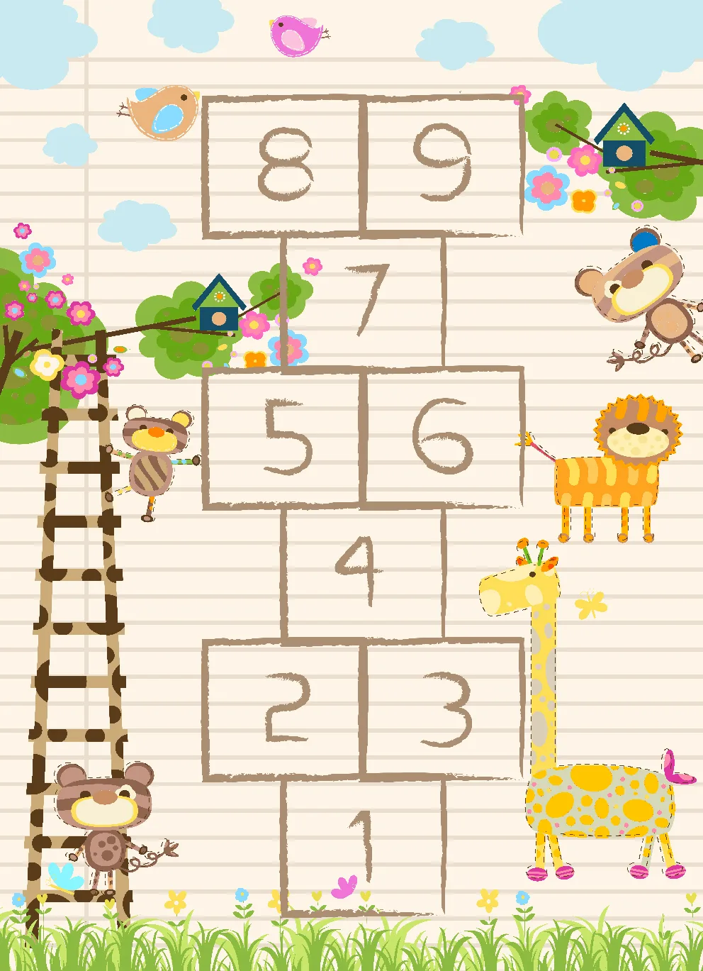 Barneteppe - Counting Animals (multi) (Størrelse: 120 x 170 cm)
