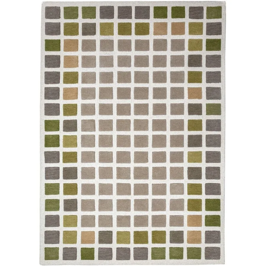 Teppich Renalia Grün Schottenkaro 100% Wolle 200 x 290 cm