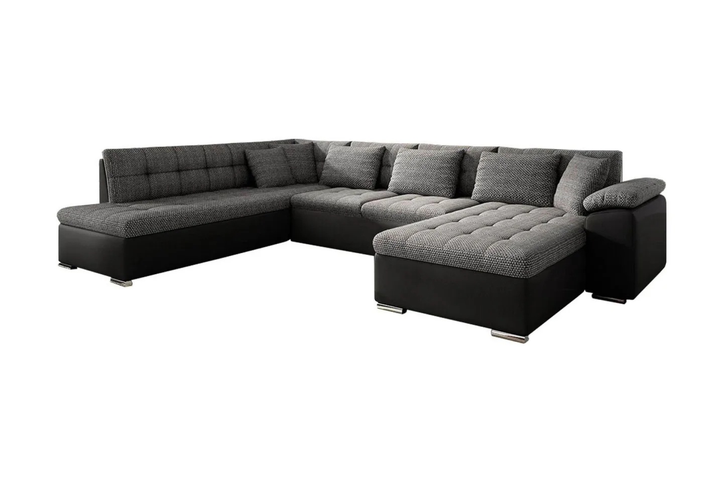 Niko U-Bäddsoffa 350x205x76 cm Divan Höger - Grå/Svart