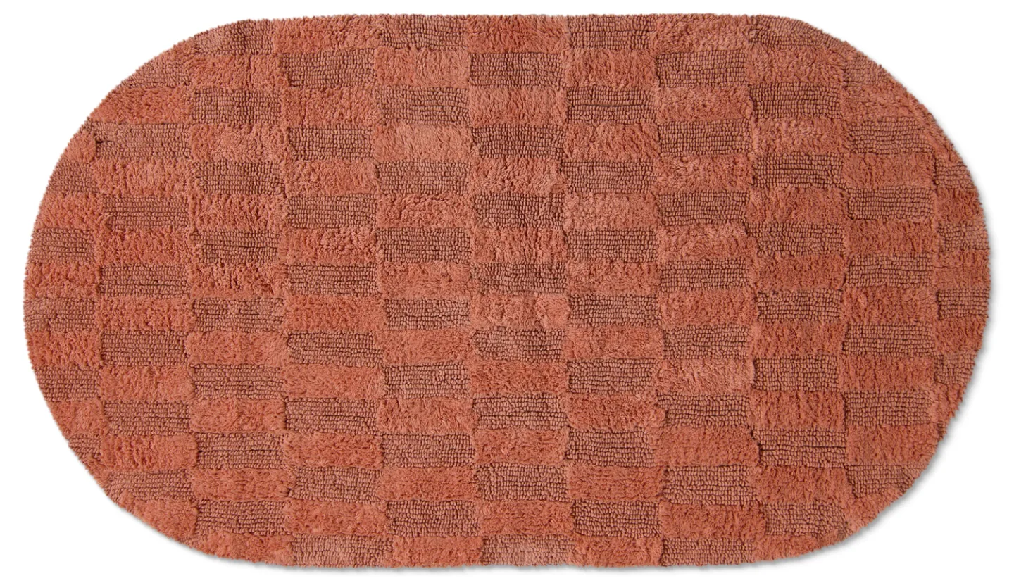 Oval baderomsmatte - Bevin (terracotta) (Størrelse: 80 x 140 cm)