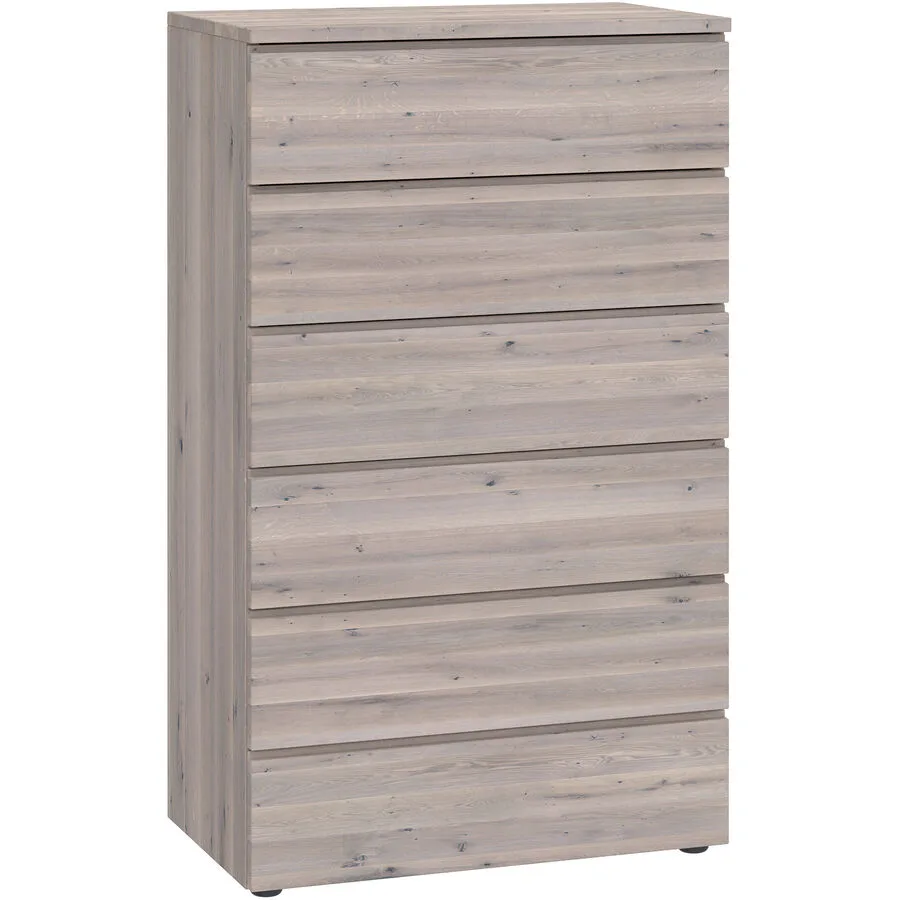 Kommode Holz Werk Natur, Grau Wildeiche Massivholz B 70 H 119 cm