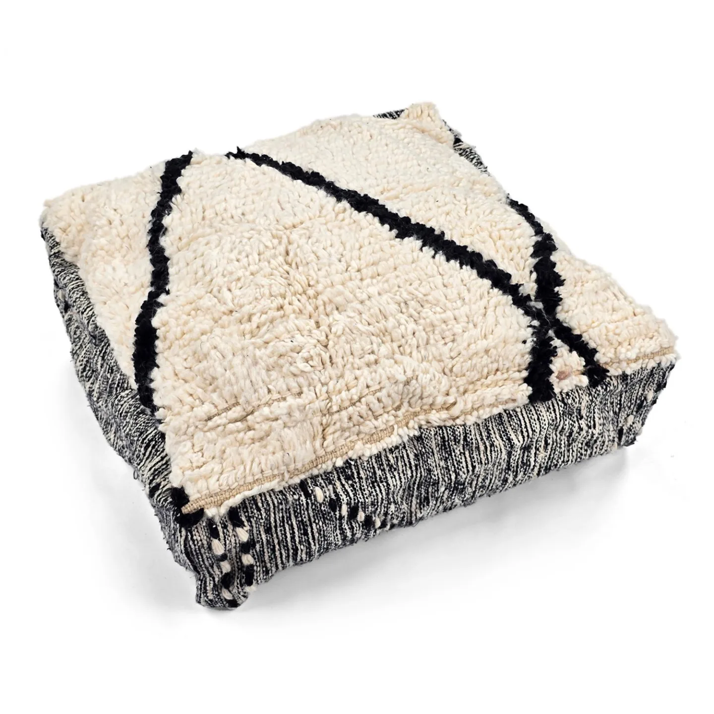 Sittepuff - Marokkansk Beni Ourain 035 (Størrelse: 60 x 60 cm)