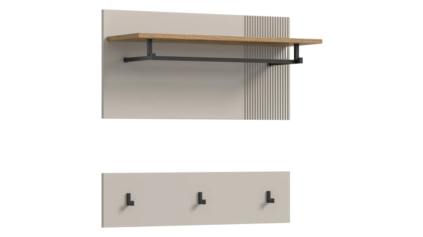 Wandgarderobe Paneele Beige-Kaschmir - Eiche 80 cm - 2-teilig - SLIDE