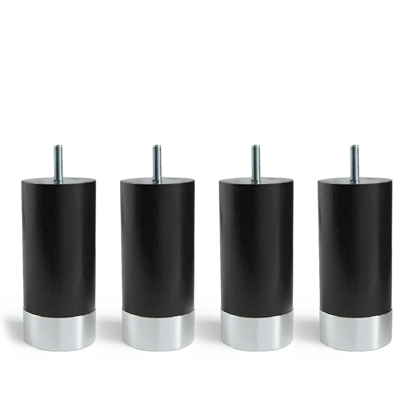 Carpe Diem Beds - Cylinder sängben Svart med aluminium 4-pack 13 cm - Sängben - Träfärgad