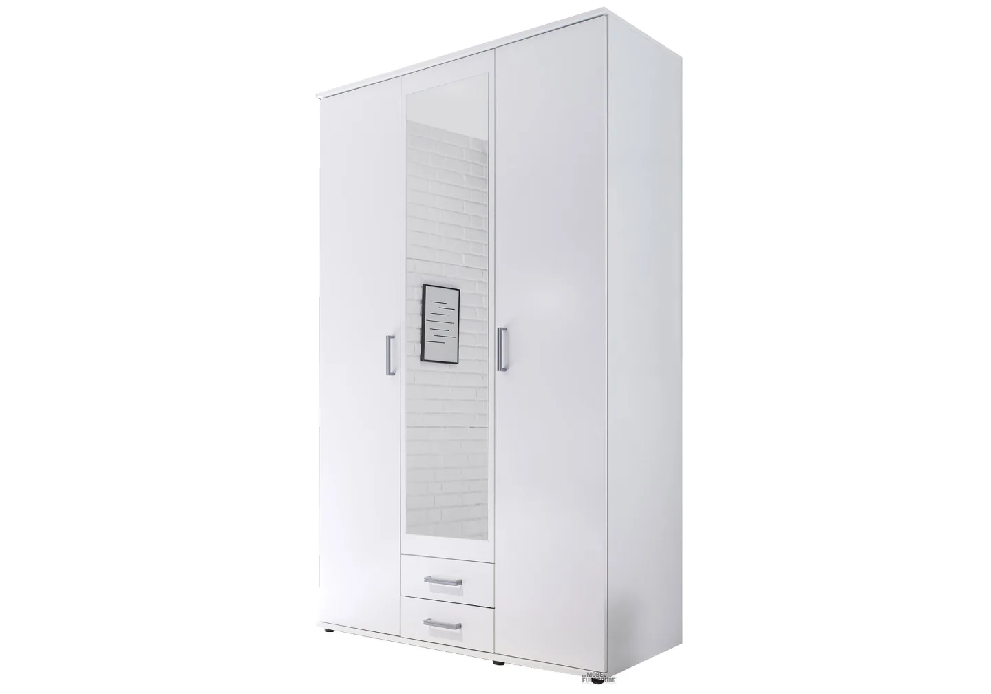 Kleiderschrank mit Spiegel - weiß - 120 cm - KARL