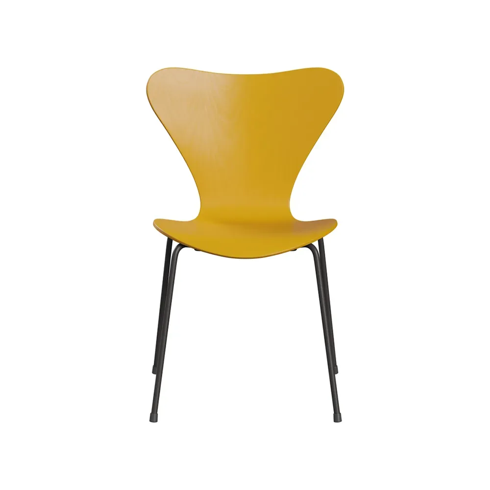 Fritz Hansen Sjuan 3107 stol True yellow-färgad ask-grafitgrått stativ
