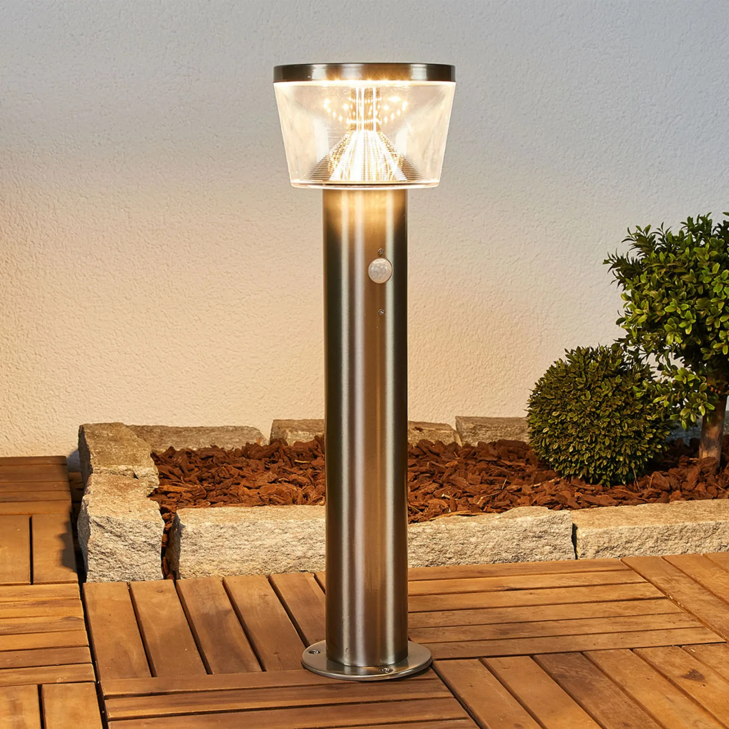 Antje LED Solcelle Trädgårdslampa w/Sensor Stainless Steel - Lindby - Terrass - Modern - Rostfritt stål - Med en ljuskälla