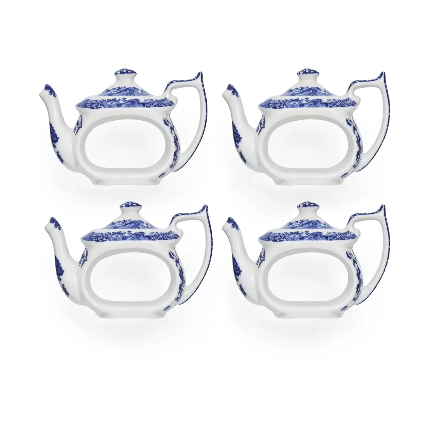 Spode Blue italian Serviettenringe 4er-Pack Blau-Weiß